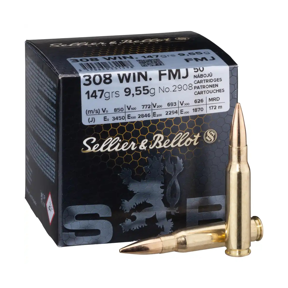 Sellier & Bellot 308 Win SB FMJ 9.55g/147gr Gewehrpatronen