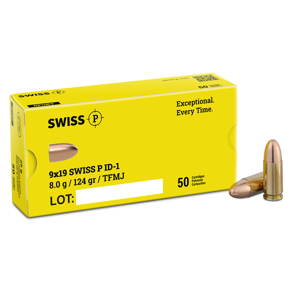 SwissP 9x19 ID-1 TFMJ SX 8g/124gr (Non-Tox) Pistolenpatronen