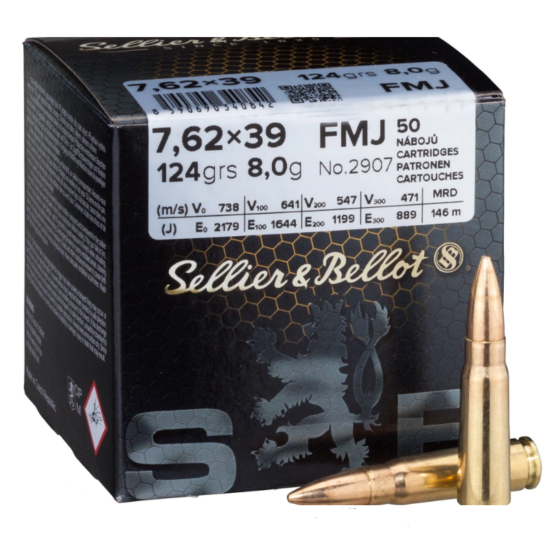 Sellier & Bellot 7,62x39 SB FMJ 8g/124gr Gewehrpatronen