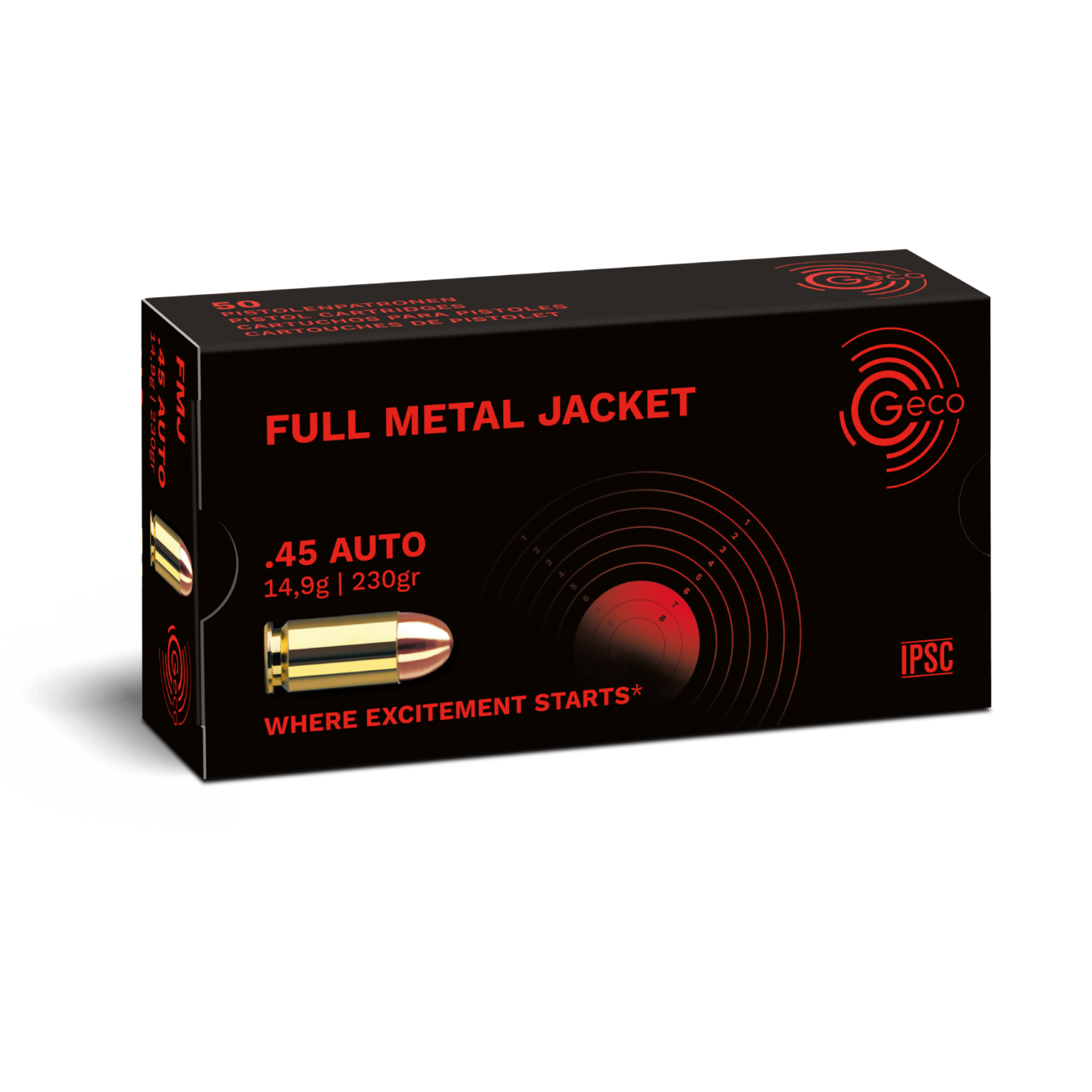 GECO .45 Auto FMJ 14.9g / 124gr - Box à 50
