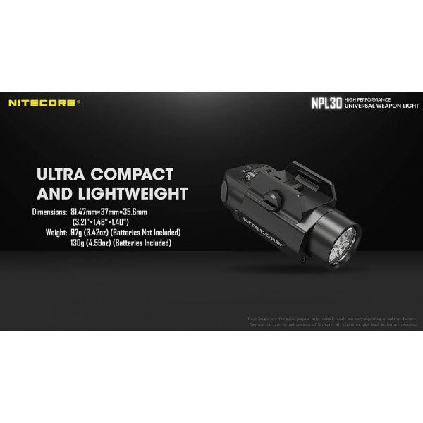 LED-WAFFENLAMPE NPL30 - 1'200 Lumen (inkl. CR123A Batterien), schwarz
