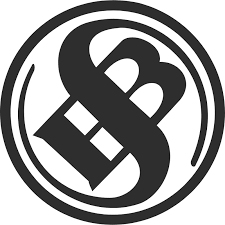 Schwarzes Logo mit verschlungenen Buchstaben in einem Kreis, minimalistisch gestaltet.