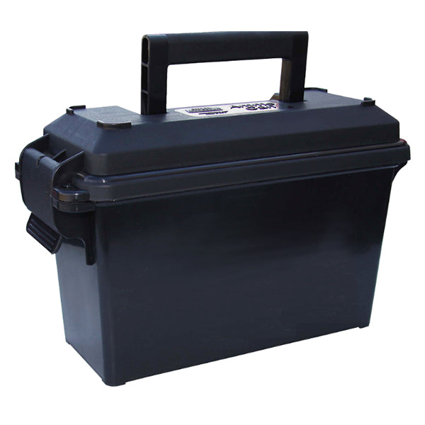 Schwarze Munitionsbox mit Henkel, stehend