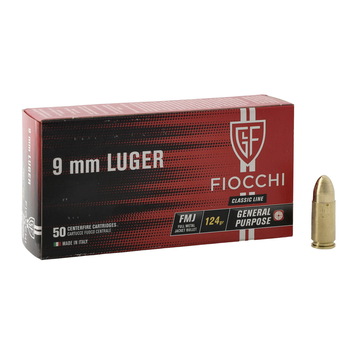 Fiocchi 9mm Luger FMJ 8g/124gr Pistolenpatronen