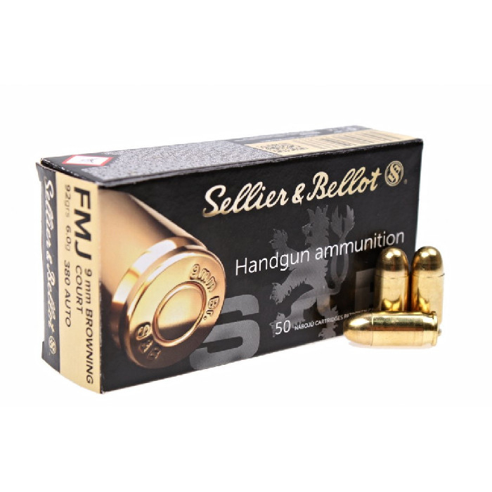 Sellier & Bellot 9mm Browning SB / 380 AUTO FMJ 6g/92gr Pistolenpatronen