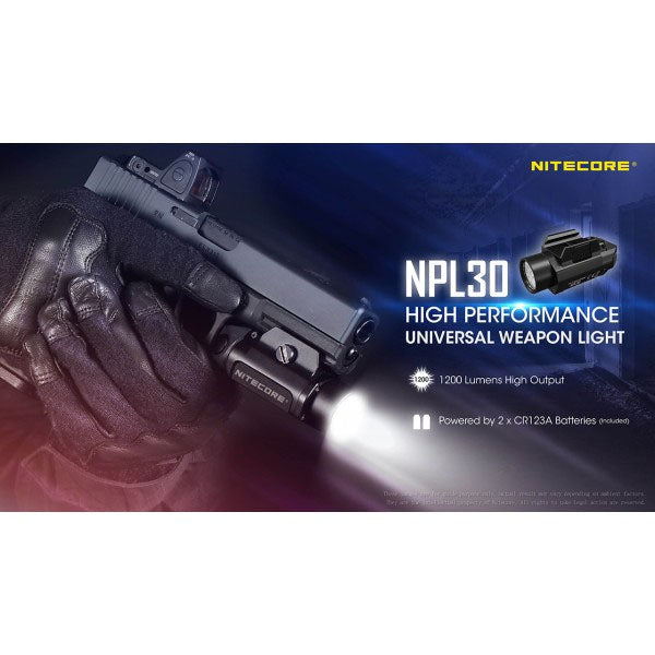 LED-WAFFENLAMPE NPL30 - 1'200 Lumen (inkl. CR123A Batterien), schwarz