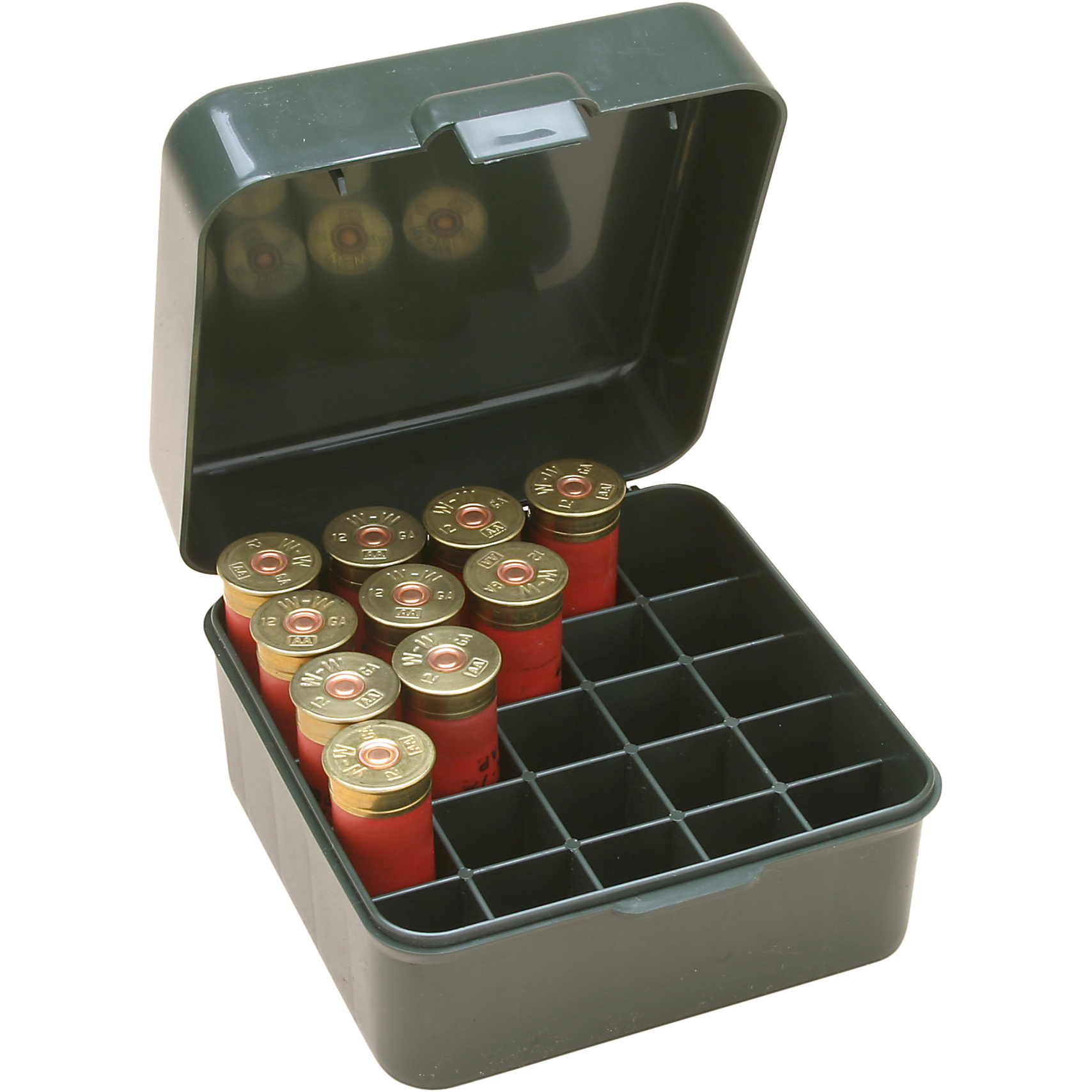 Shotshell Box 25 Round Flip-Top 12 20 Gauge up to 3", Forest Green